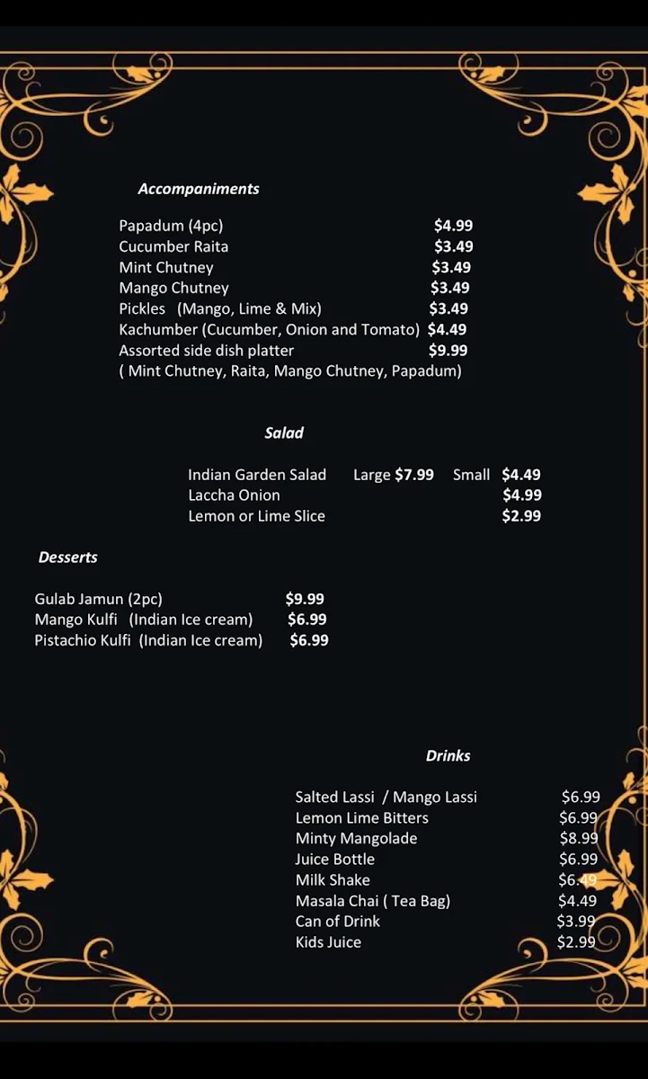 Menu, CHEF'S SIGNATURE Cafe & Indian Restaurant