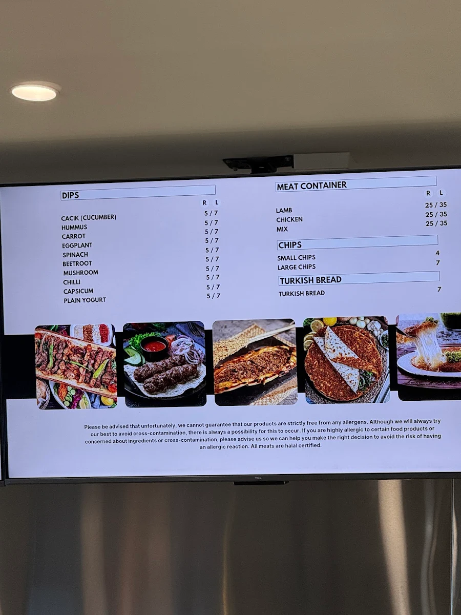 Menu, Lokum Turkish Grill
