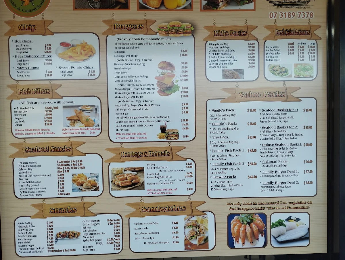 Menu, Gold Fish Coopers Plains