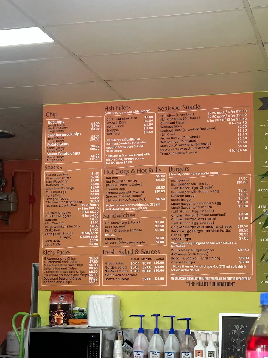 Menu, Gold Fish Coopers Plains