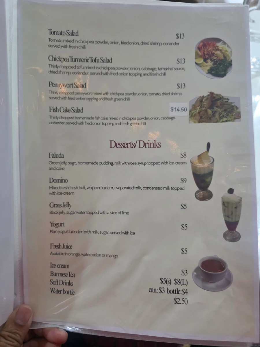 Menu, Mum's Home Burmese Kitchen
