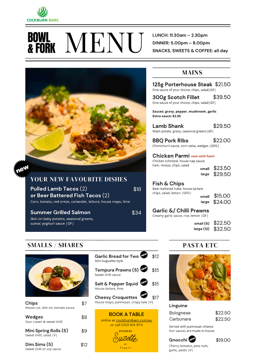 Menu, Bowl and Fork