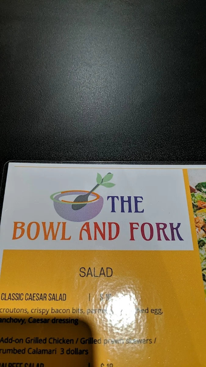 Menu, Bowl and Fork