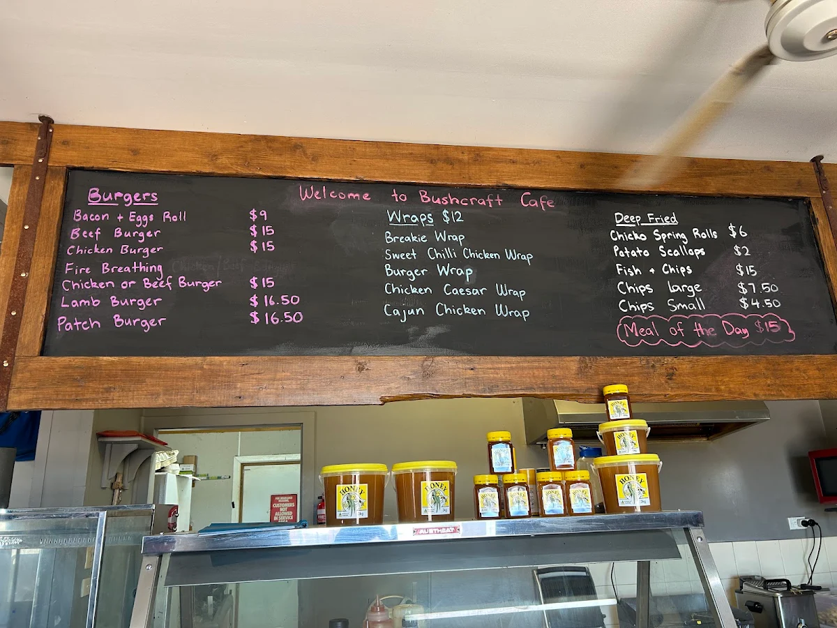 Menu, Bushcraft Cafe