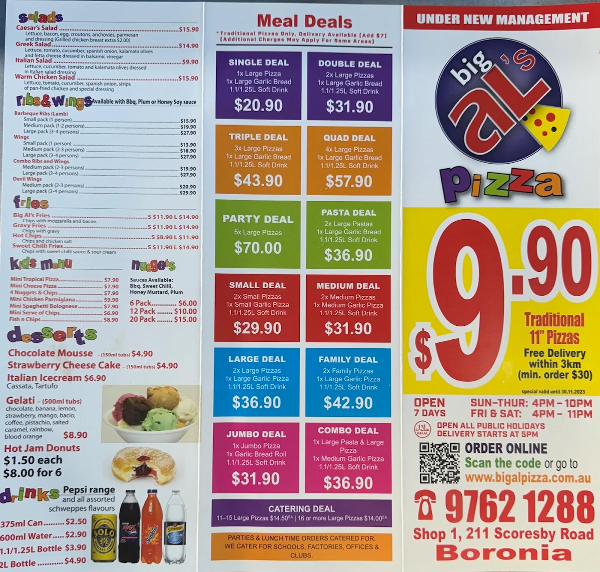 Menu, Big Al's Pizza - Boronia