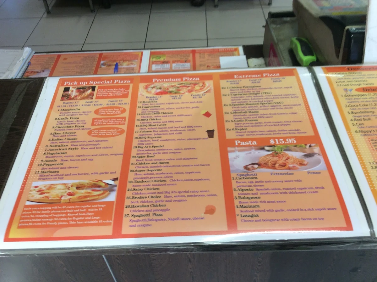 Menu, Big Al's Pizza - Boronia