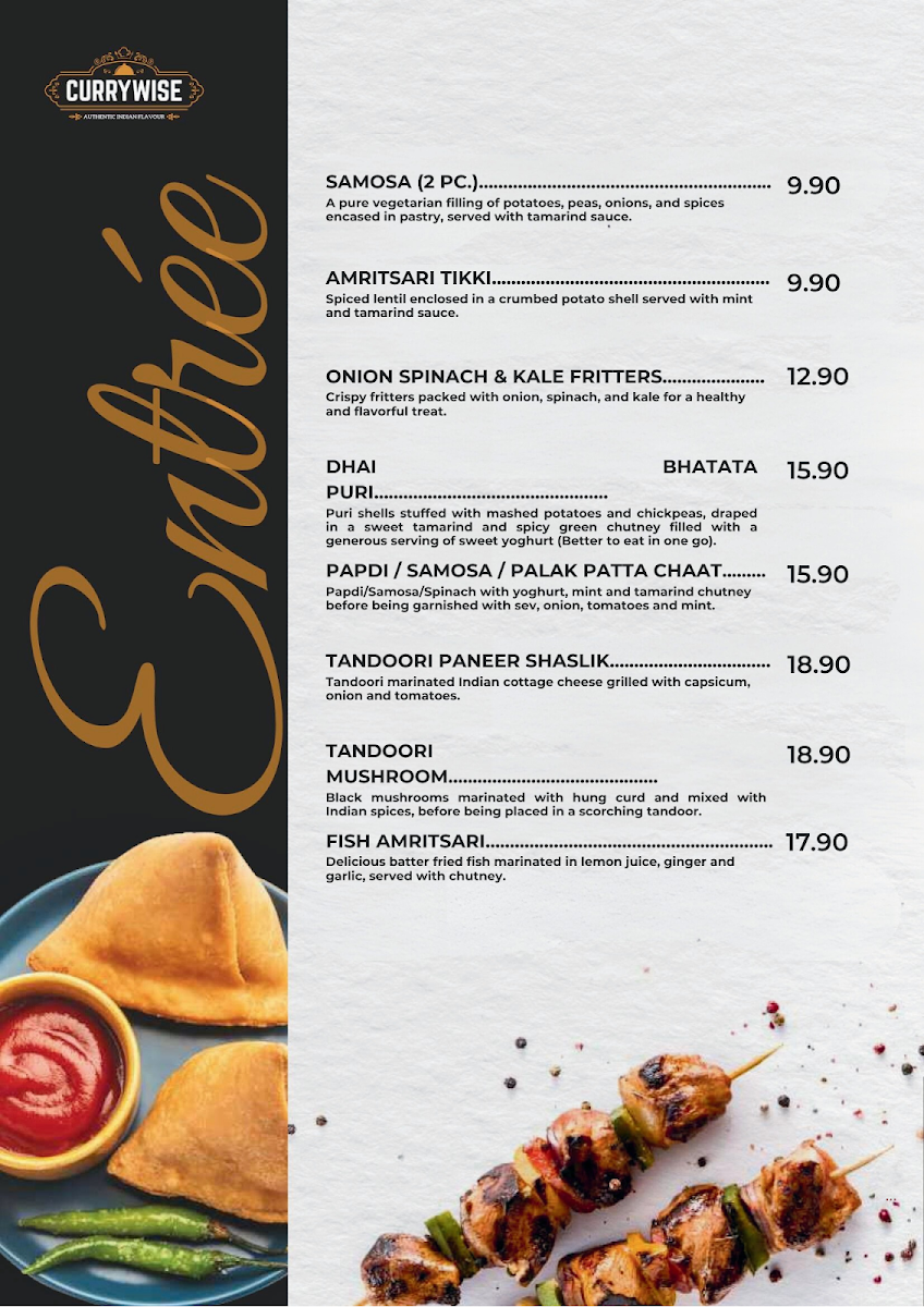 Menu, Currywise