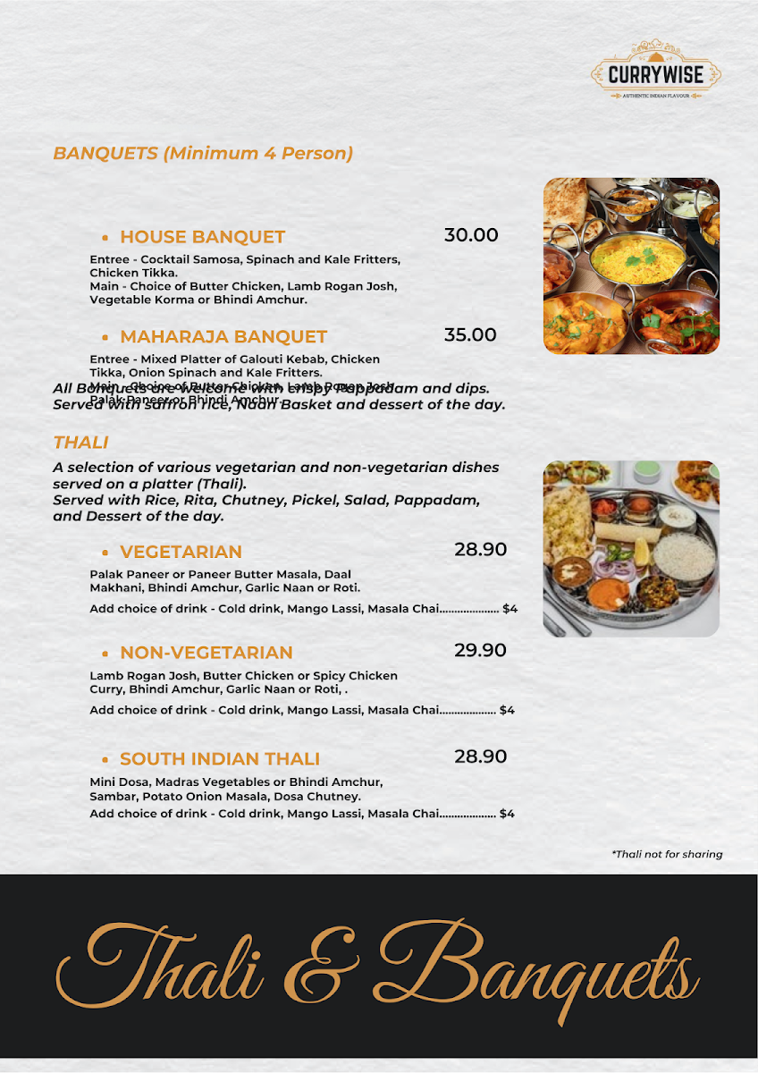 Menu, Currywise