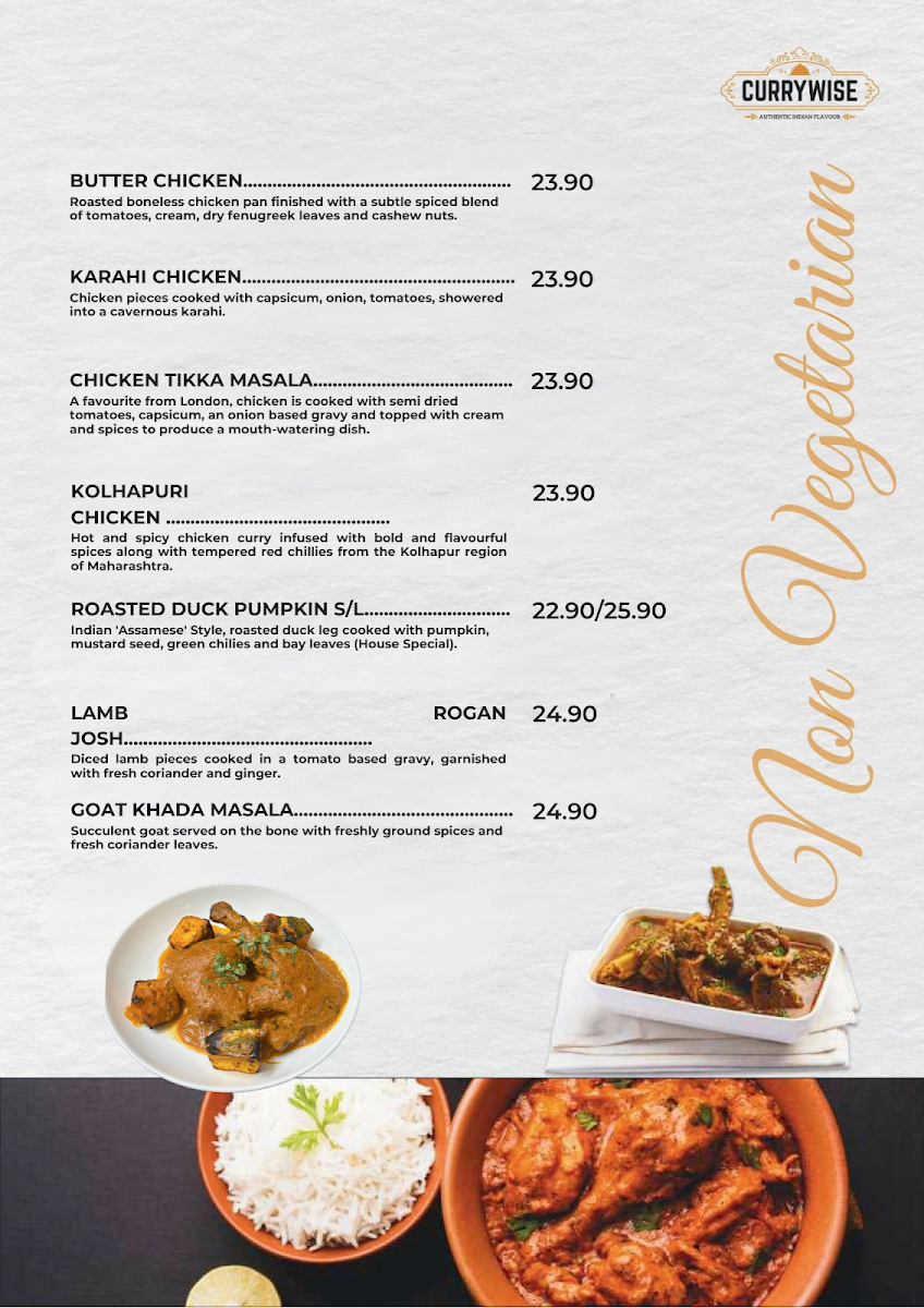 Menu, Currywise
