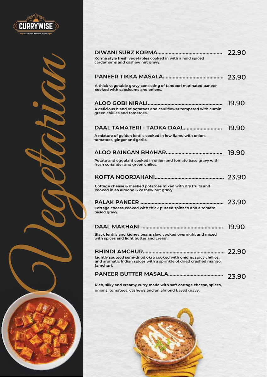 Menu, Currywise
