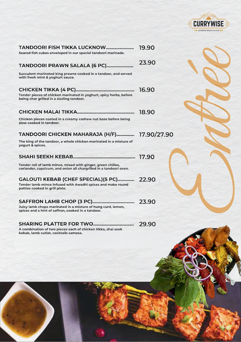 Menu, Currywise