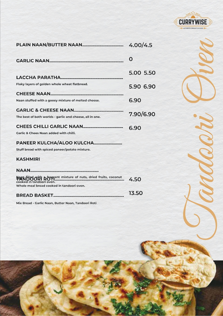 Menu, Currywise