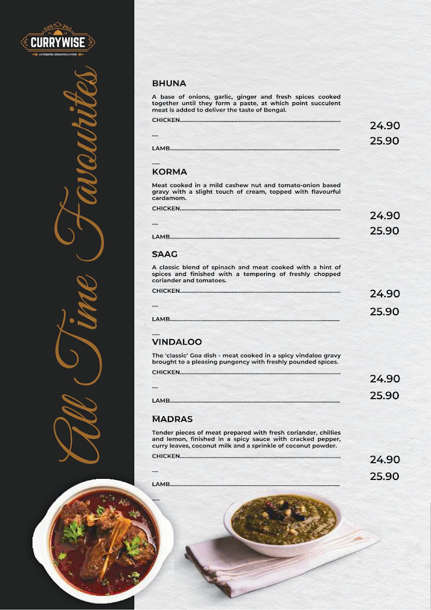 Menu, Currywise