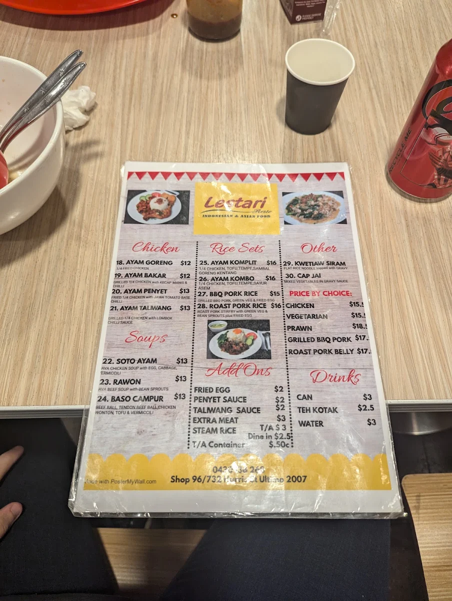 Menu, Lestari Resto