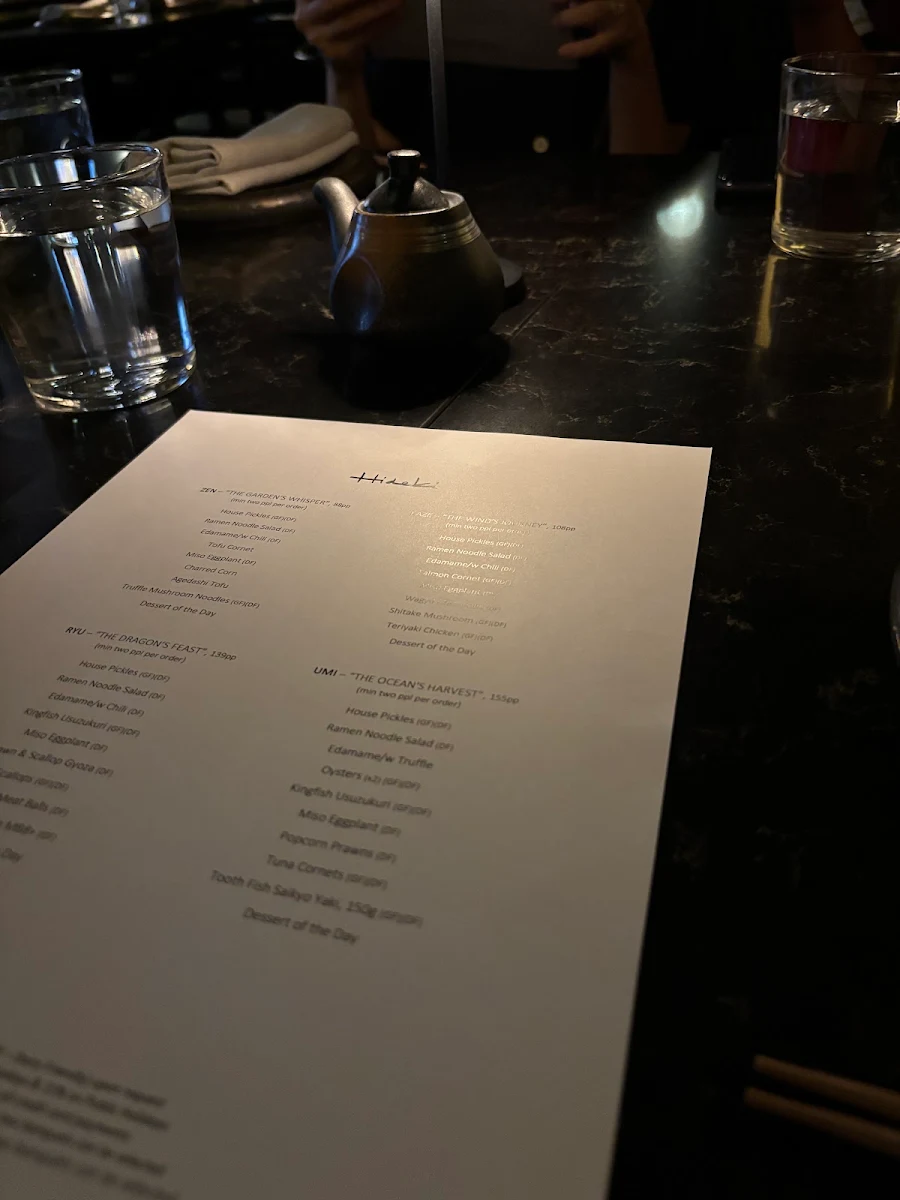 Menu, Hideki