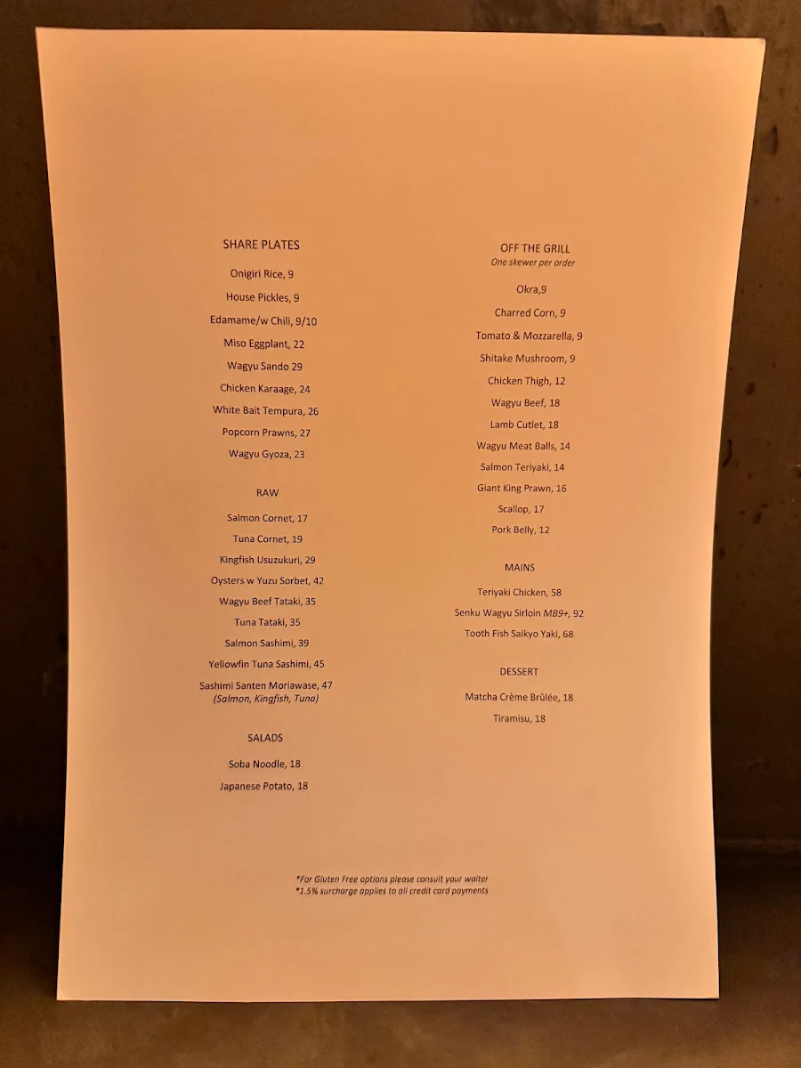 Menu, Hideki