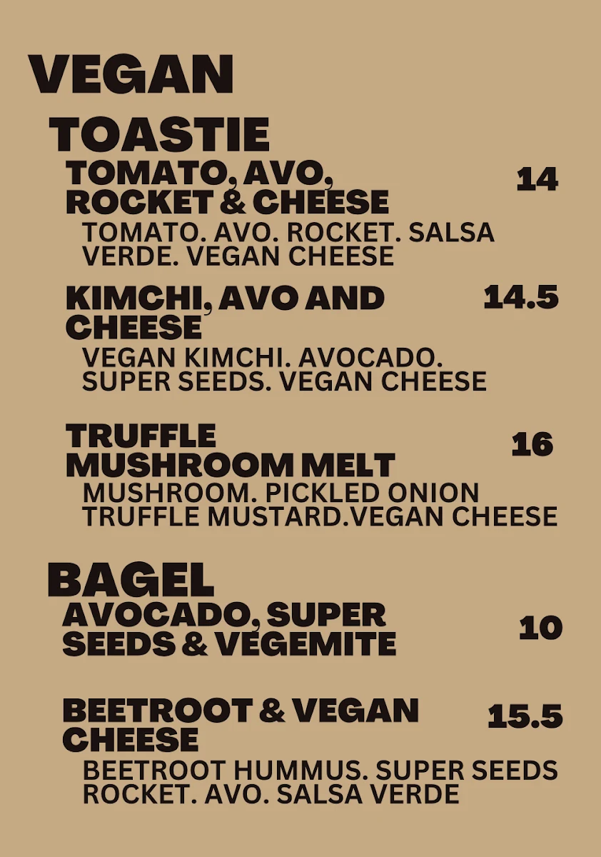 Menu, Brown Deli