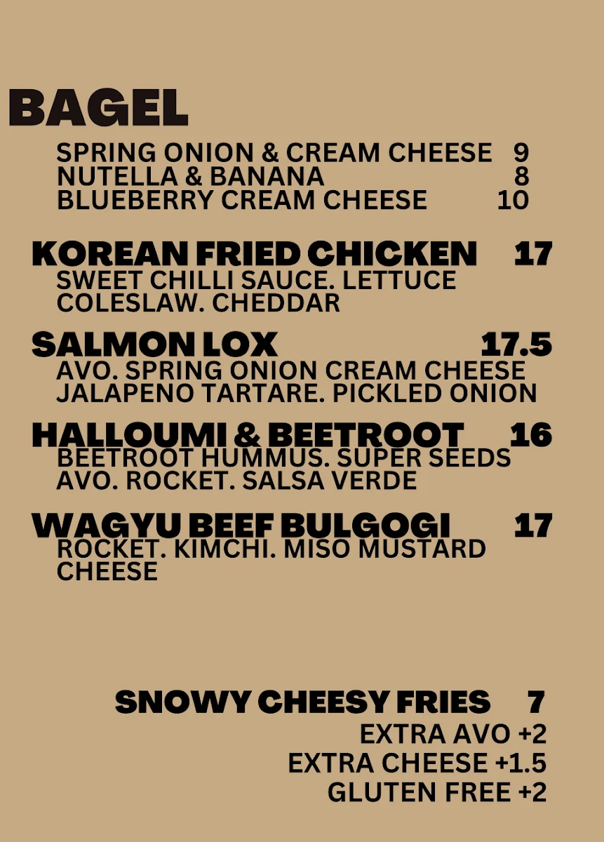 Menu, Brown Deli