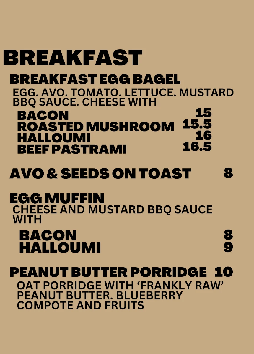 Menu, Brown Deli