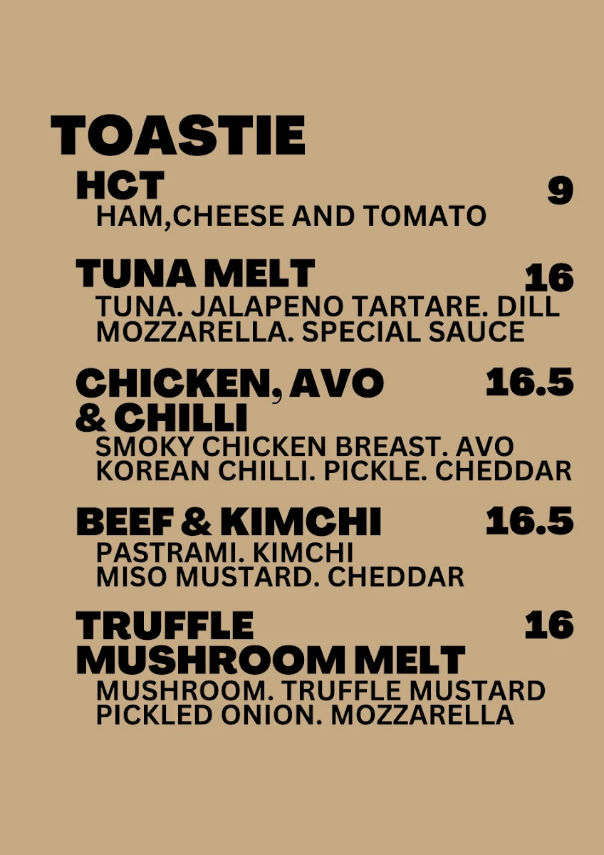 Menu, Brown Deli