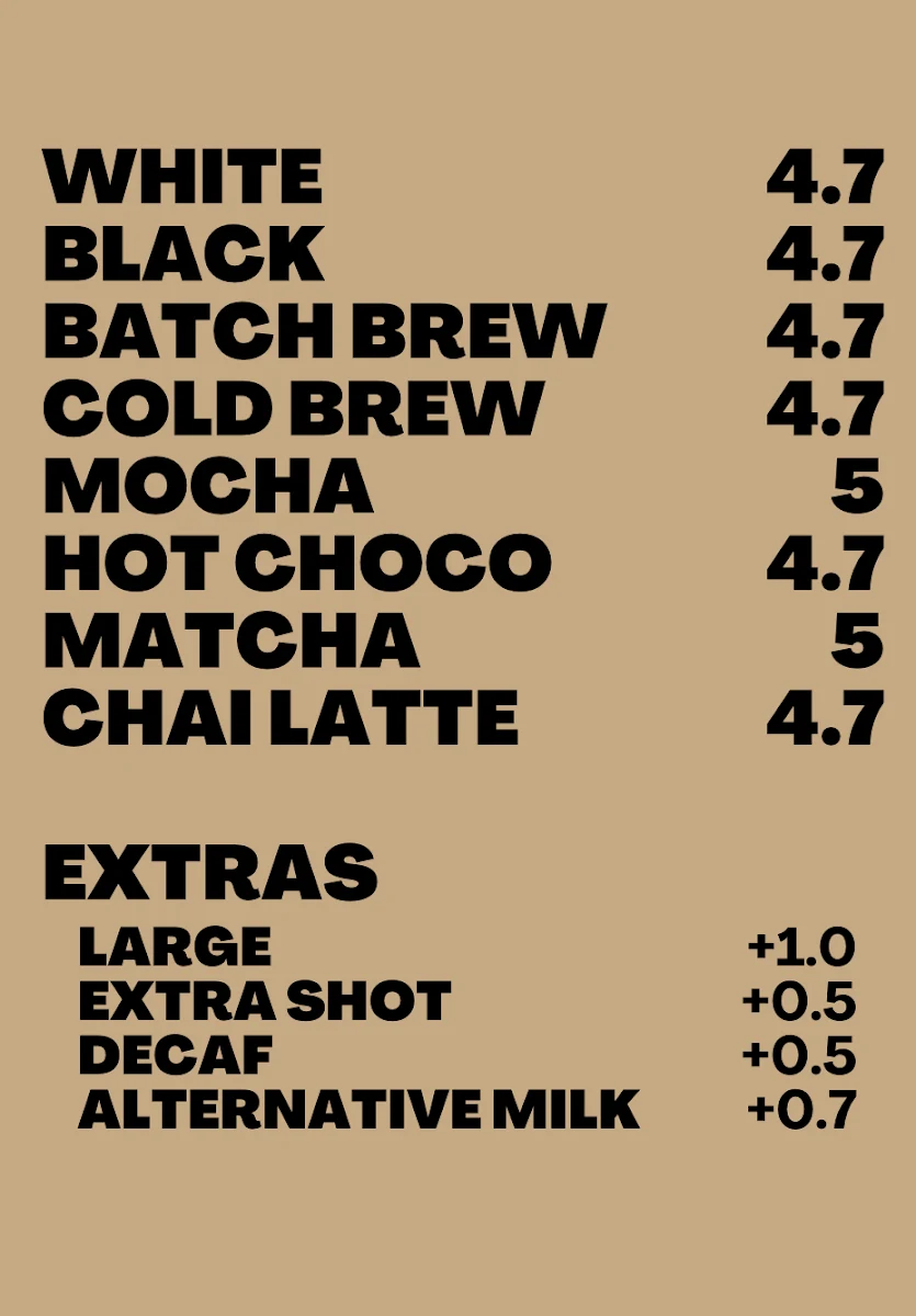 Menu, Brown Deli