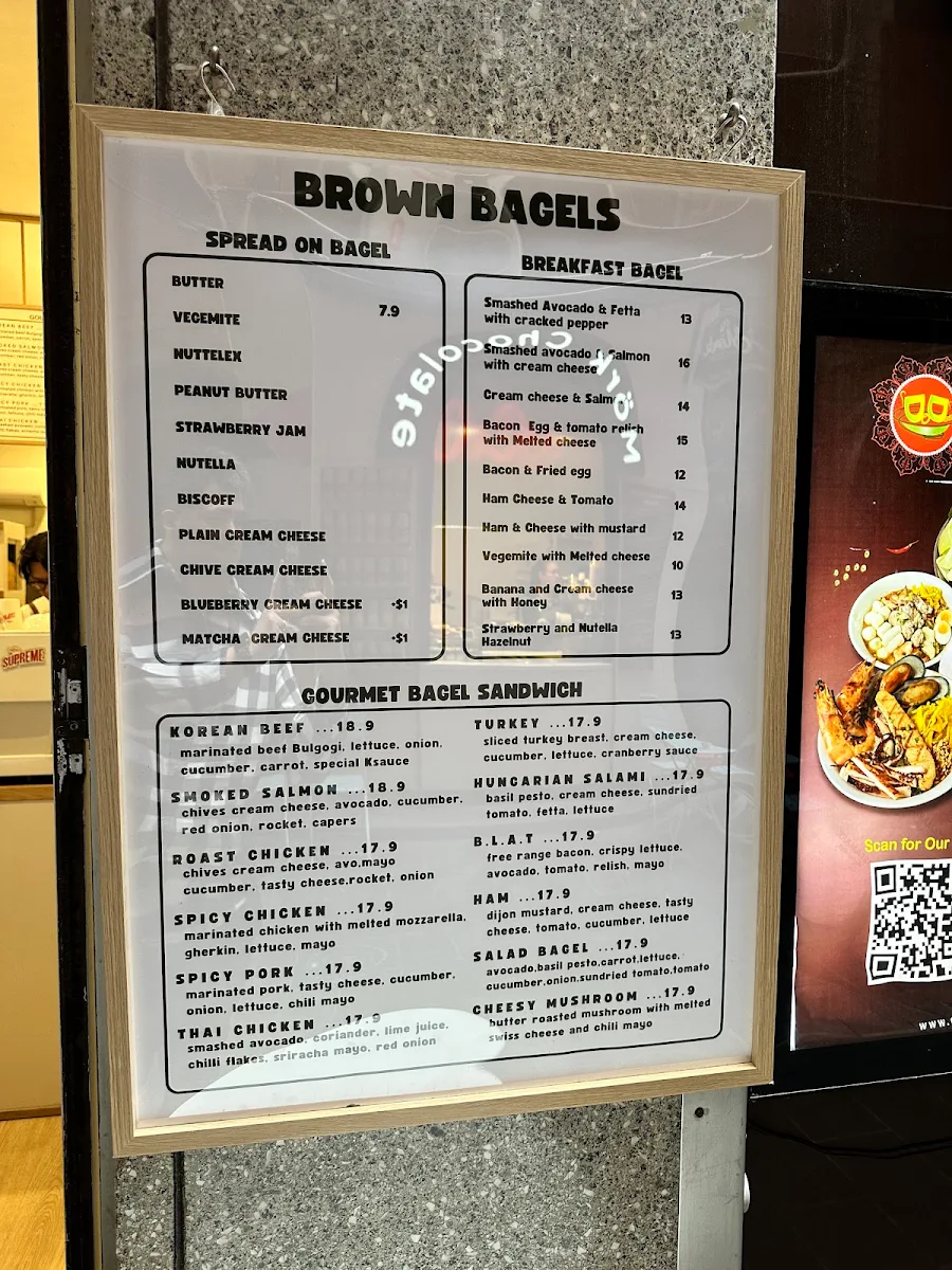 Menu, BROWN BAGELS