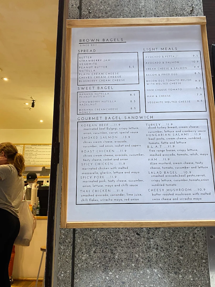 Menu, BROWN BAGELS