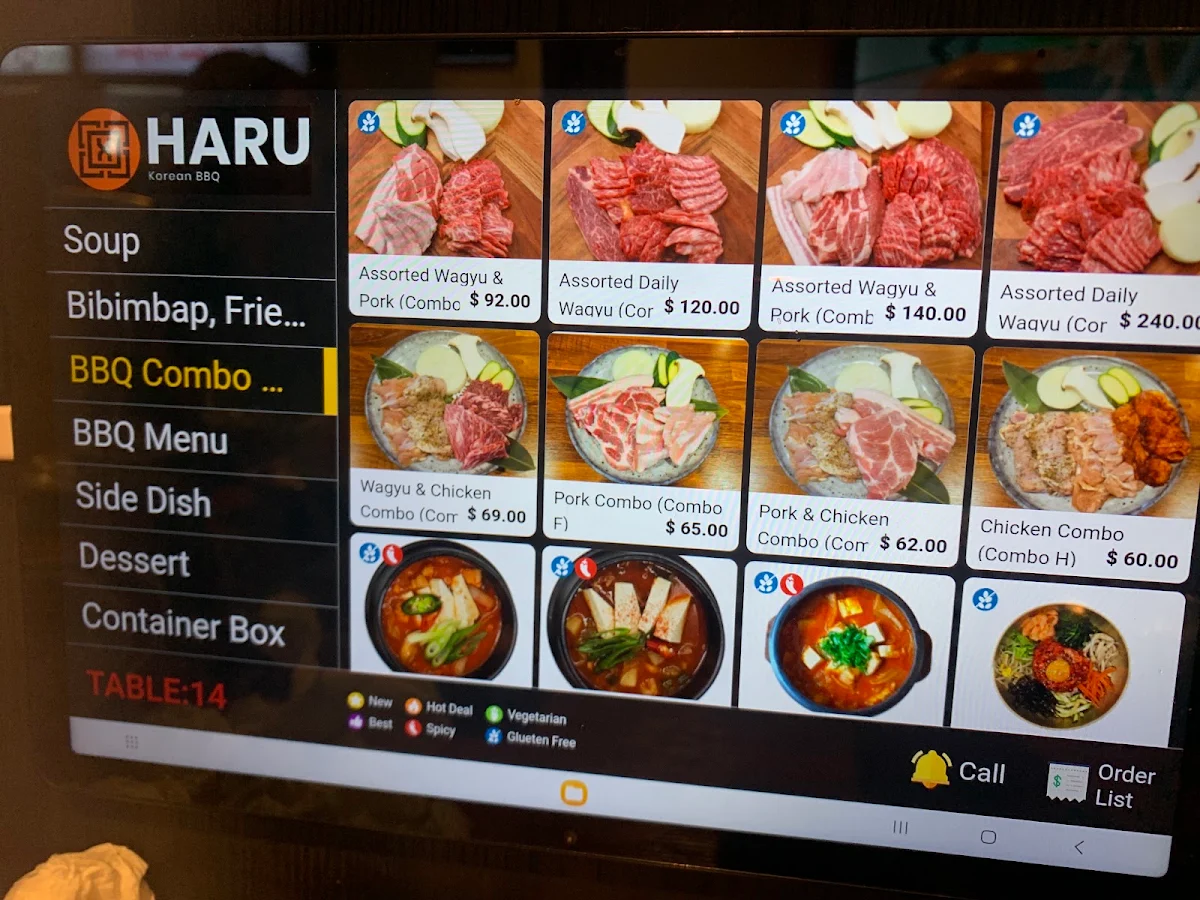 Menu, Haru Korean Charcoal BBQ