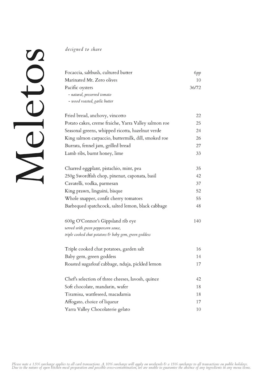 Menu, Meletos