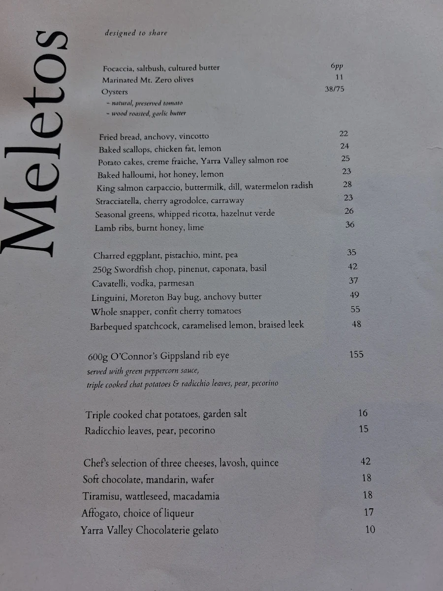 Menu, Meletos