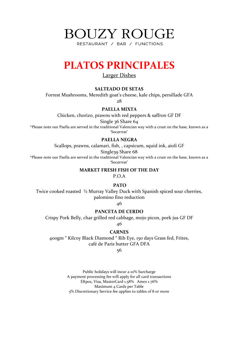 Menu, Bouzy Rouge