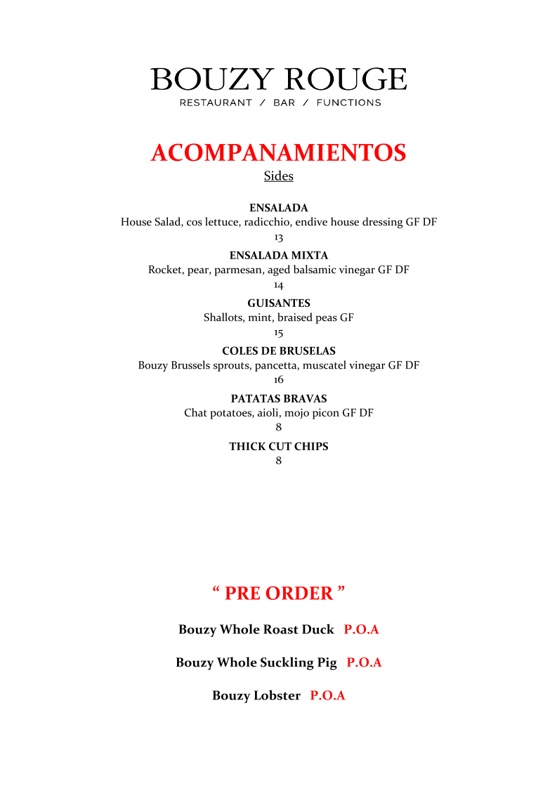 Menu, Bouzy Rouge