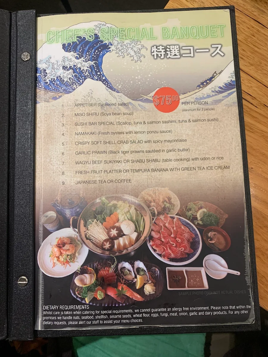 Menu, Matsuya Japanese Restaurant