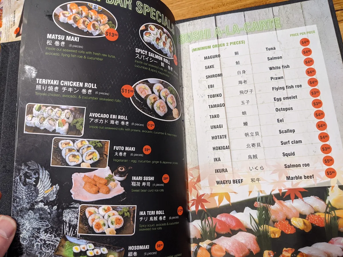 Menu, Matsuya Japanese Restaurant