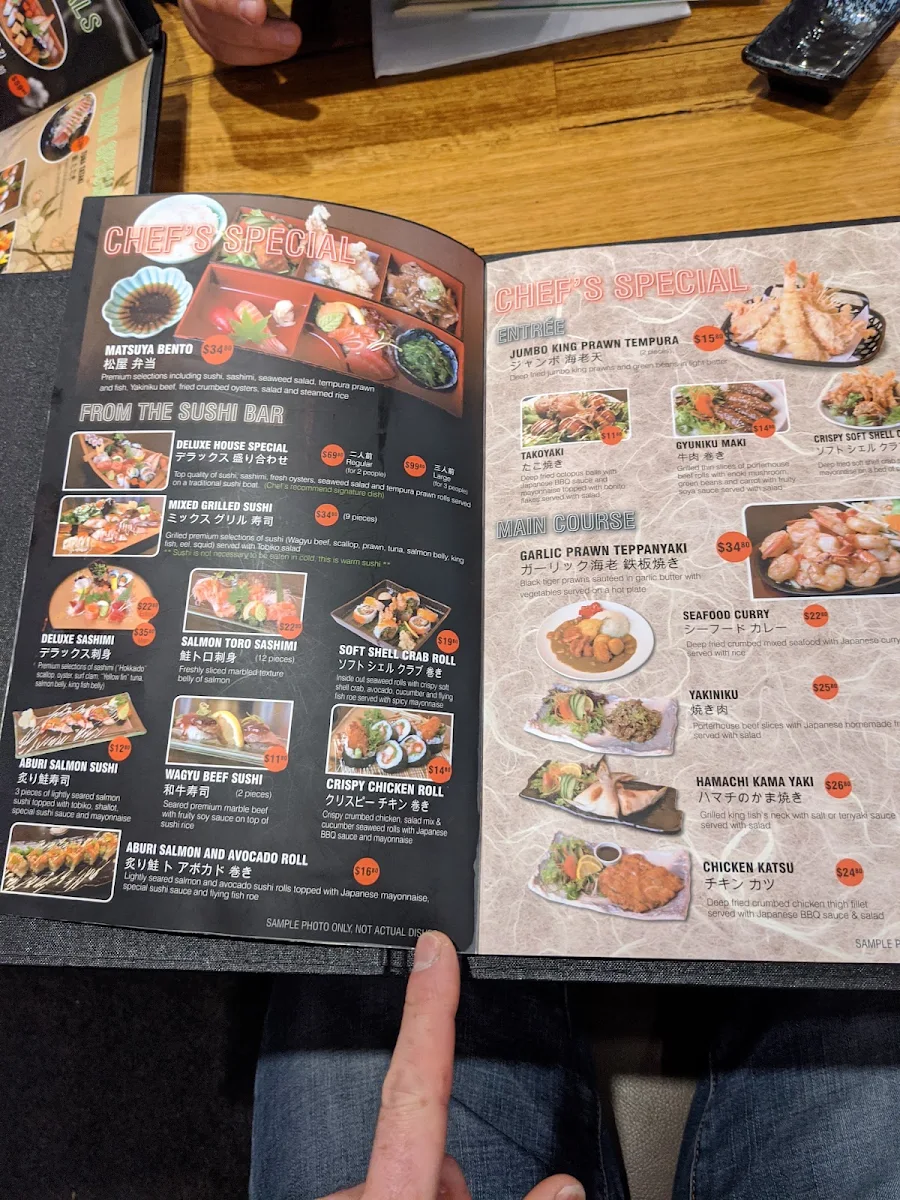 Menu, Matsuya Japanese Restaurant
