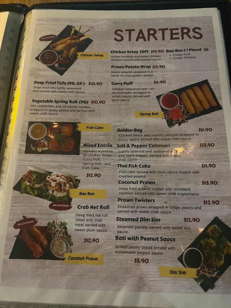Menu, Yum Siam Thai Restaurant