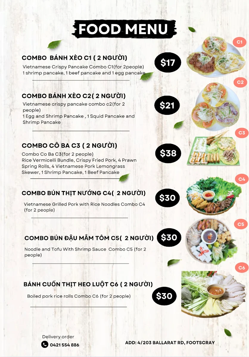 Menu, Banh Xeo Co Ba