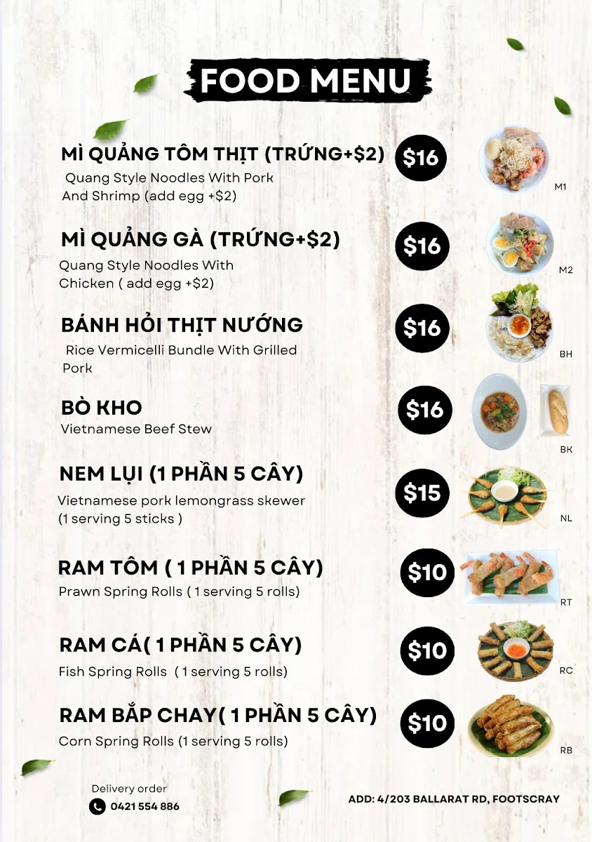 Menu, Banh Xeo Co Ba