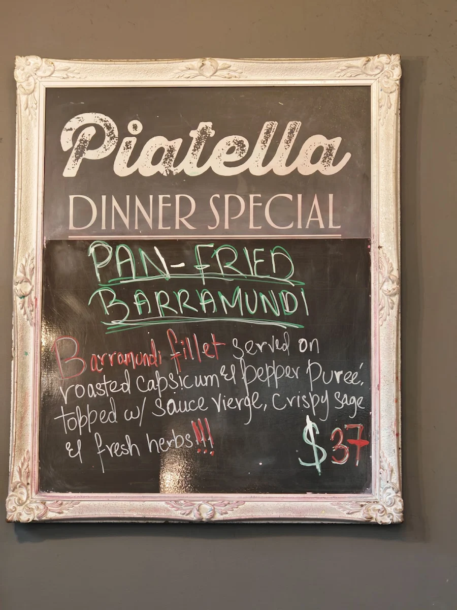 Menu, Piatella Cafe Bar