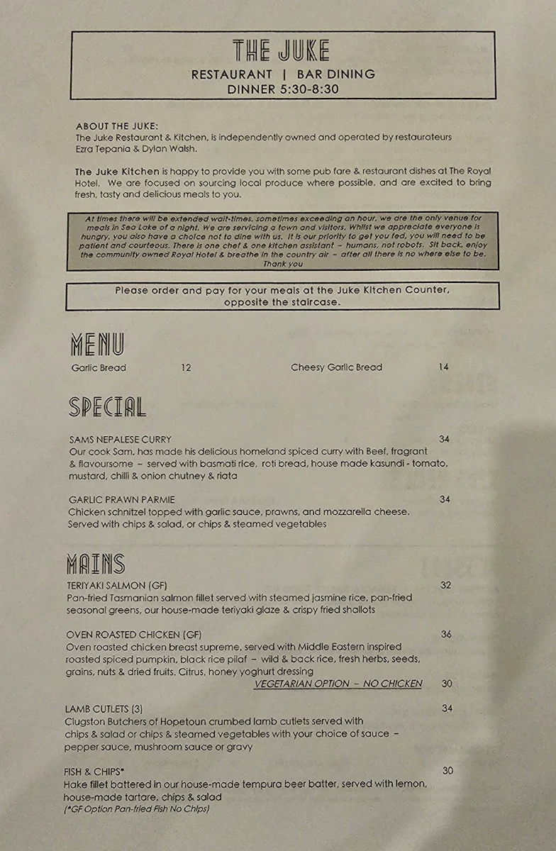 Menu, The Juke