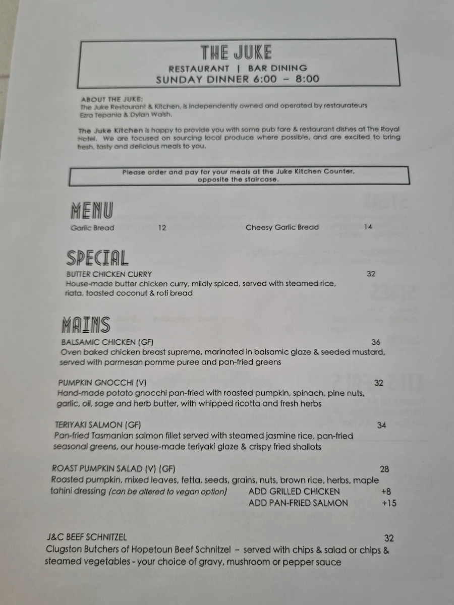 Menu, The Juke