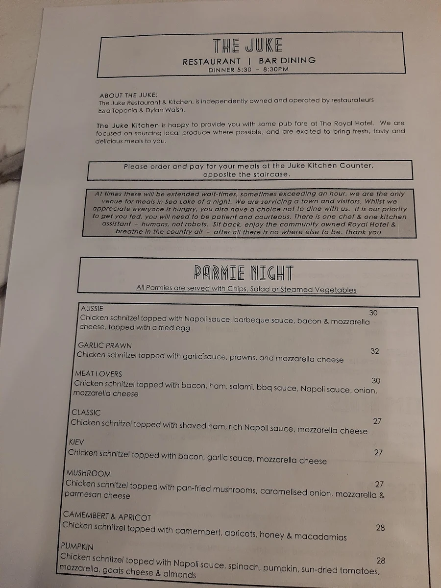 Menu, The Juke