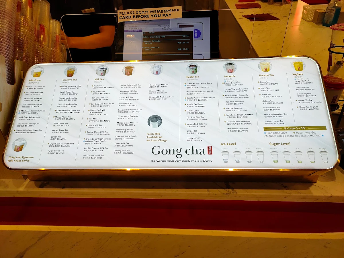 Menu, Gong Cha Mt Ommaney