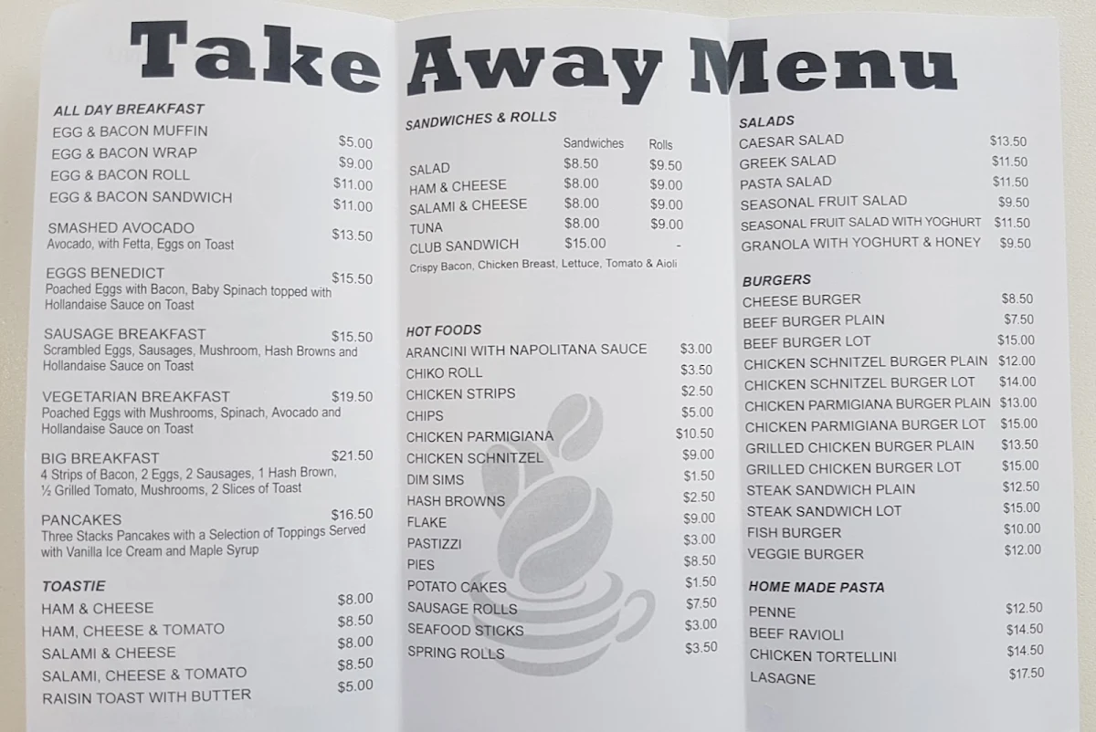 Menu, Jumpin Beanz Cafe
