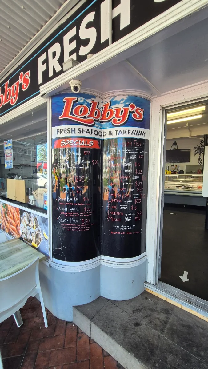 Menu, Lobby's Fresh Seafood and Takeaway