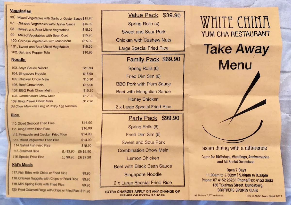 Menu, White China
