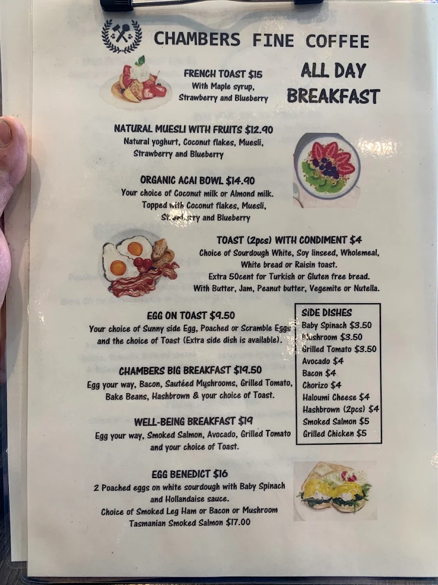Menu, Chambers Coffee @ Burwood Plaza