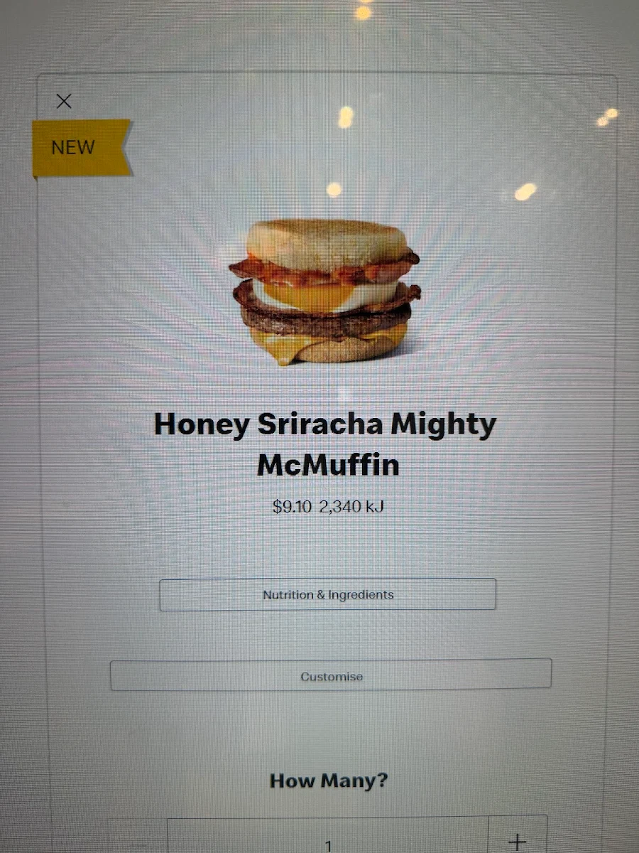 Menu, McDonald's Hay Street East