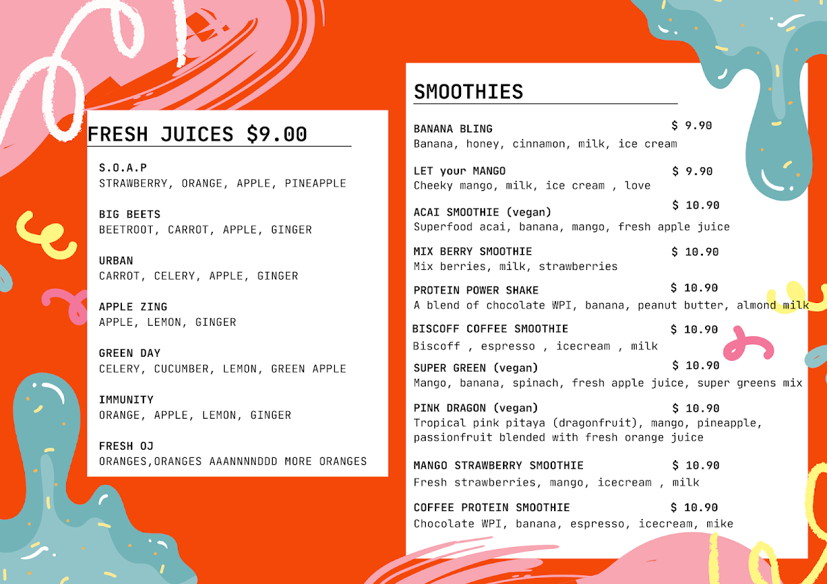 Menu, Little Barista Espresso Bar