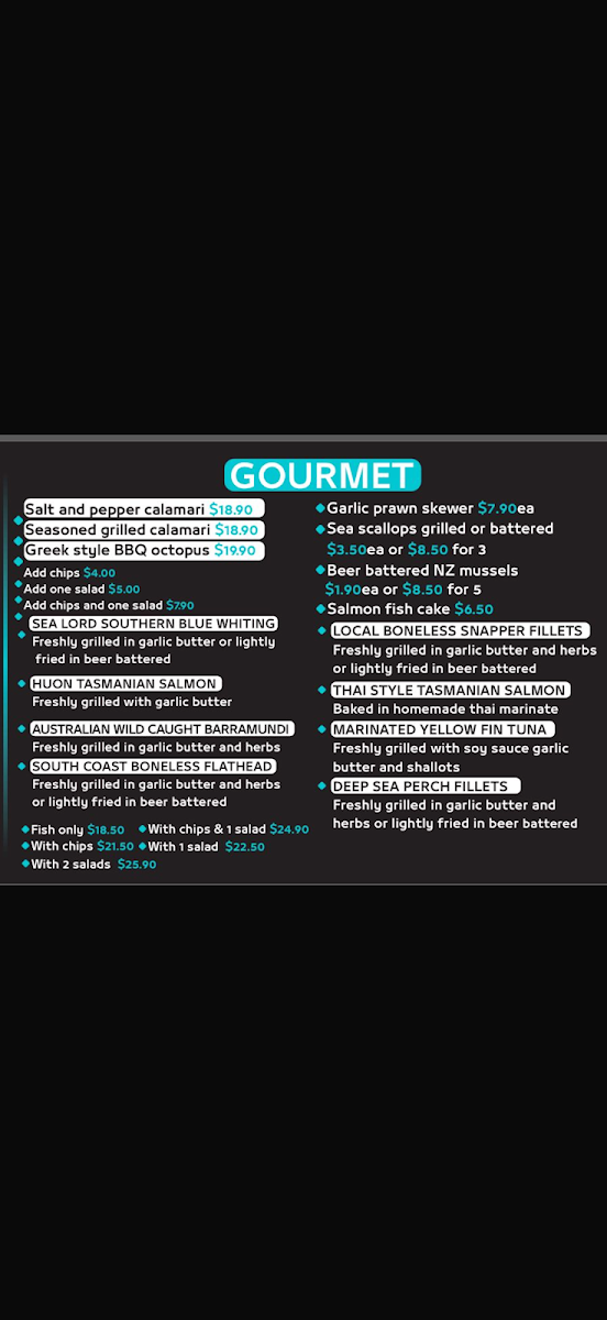 Menu, Chubby Fish